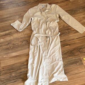 Athleta Cream Striped Shirt Dress